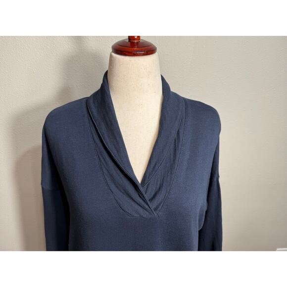 J. Jill Pure Jill Navy blue sweatshirt tunic open neck collar 3/4 sleeve Sz M - Picture 2 of 7